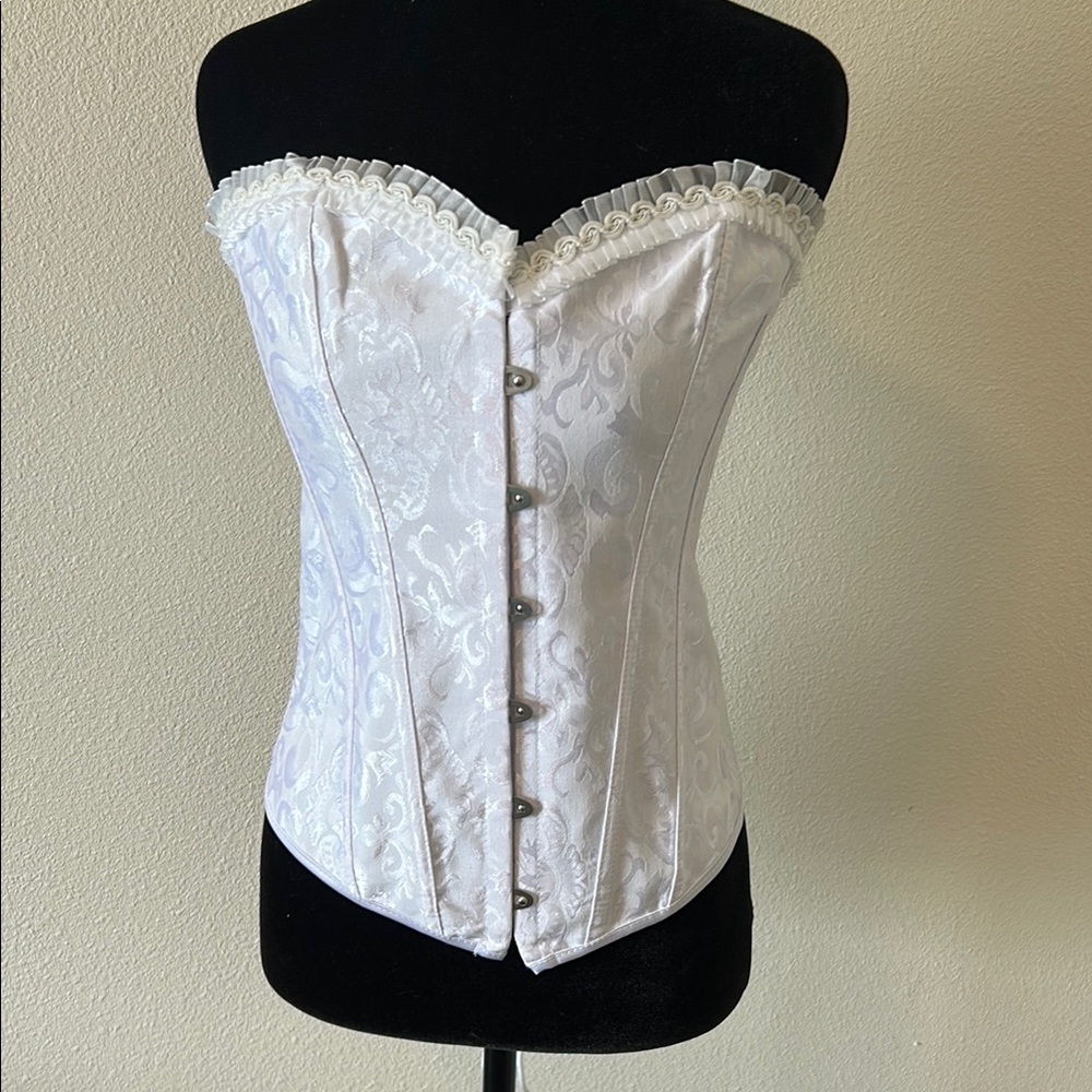 Elegant White Brocade Corset